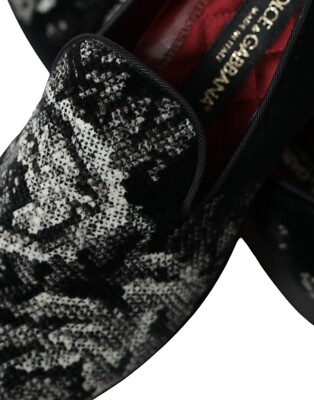 DOLCE & GABBANA Shoes Dress Black Floral Slippers Men  display picture 1
