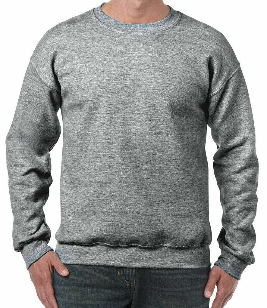 GILDAN Mens Sweatshirt Heavy Blend Crew Neck Plain Jumper Pullover Casual  TOP | eBay