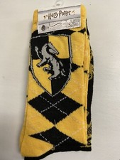 Harry Potter Hufflepuff Socks 2 PAIR Sz 6-12 1 Yellow 1 Black Universal New