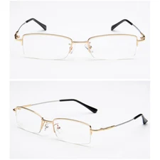 Memory Metal Square Eyeglasses Men Fashion Half Frame Clear Lens Glasses Frames