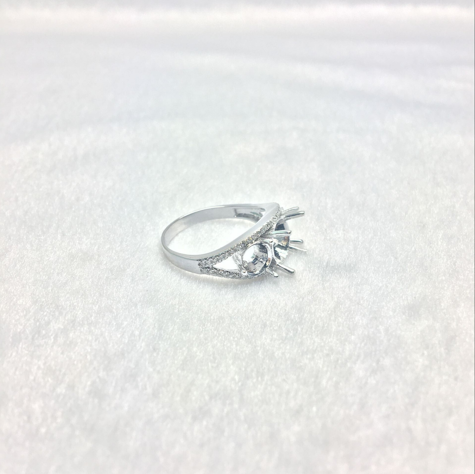 7mm& 5mm ROUND DIAMOND Real SEMI MOUNT WEDDING Fine RING 14K SOLID