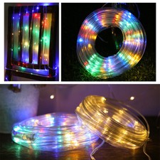 Solar Power LED Rope Tube String Fairy Lights Outdoor Garden Xmas Decor Lights