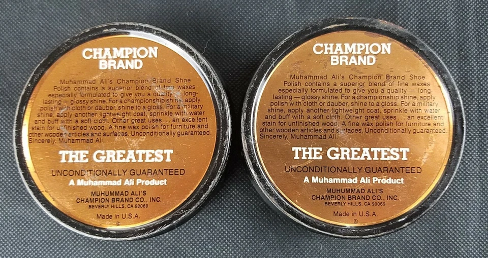 Muhammad Ali's Champion Brand Shoe Polish Black Vintage 1980s Collectible Boxing - Image 2 of 4