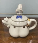 1940s Shawnee Ceramic Teapot Tom the Piper's Son W/Pig Spout & Lid Vintage