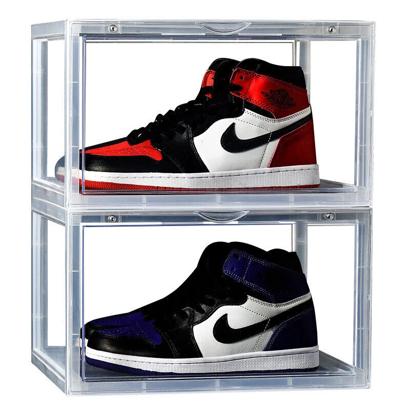 Caja de Zapatos Plegable Estuche de Almacenamiento Transparente Zapatilla Contenedor Organizador Apilable 6-12 Foto 2 de 4