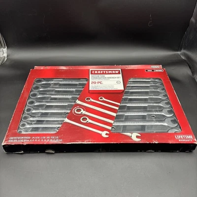 Craftsman 20 Piece Pc Ratcheting Combination Wrench Set Standard SAE and Metric. - Image 1 of 4