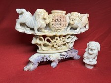 R&auml;uchergef&auml;&szlig; Chinese Foo DogSpeckstein/Soapstone | 17&times;17&times;4 cm | 696 g