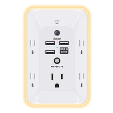 Outlet Extender with Night Light Multi Plug Outlet USB Wall Charger Surge