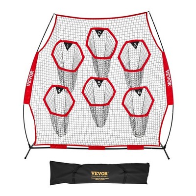 VEVOR 8x8 ft Football Trainer Throwing Net Portable Practice Net Improve QB Red