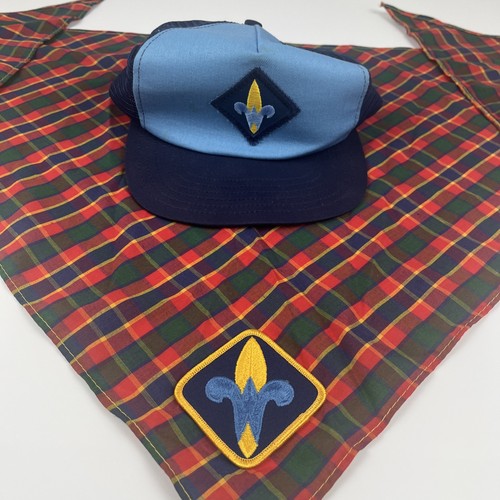 Vintage Boy Scouts Of America Hat And Scarf Camping Hiking Made In USA