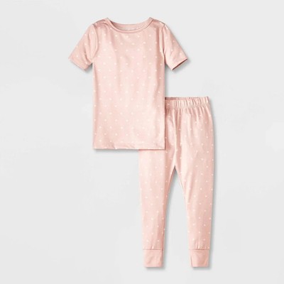 Toddler Girls' 2pc Hearts Smooth Jersey Snug Fit Pajama Set - Cloud Island Pink