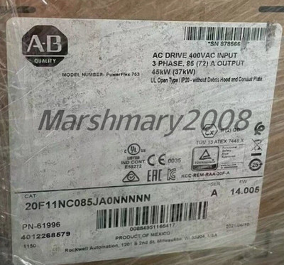 New AB 20F11NC085JA0NNNNN PowerFlex 753 AC Drive 20F11NC085JA0NNNNN