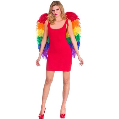 SALE große Regenbogenfeder Engelsflügel 75 cm Stolz Karneval Erwachsene Kostüm