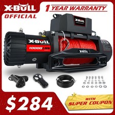 X-bull 12v Electric Winch 10000lbs Synthetic Rope Towing Truck Off-road 4wd Suv