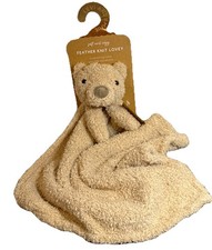 NWT Levi  Emmie Infant Natural Tan Teddy Bear Baby Lovey Feather Knit Plush Toy