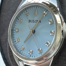 Bulova Sutton Quartz Diamond Blue Dial Ladies Watch 96P250