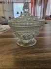 Vintage Mid Century Wexford Anchor Hocking Clear Pressed Glass Candy Dish w/lid