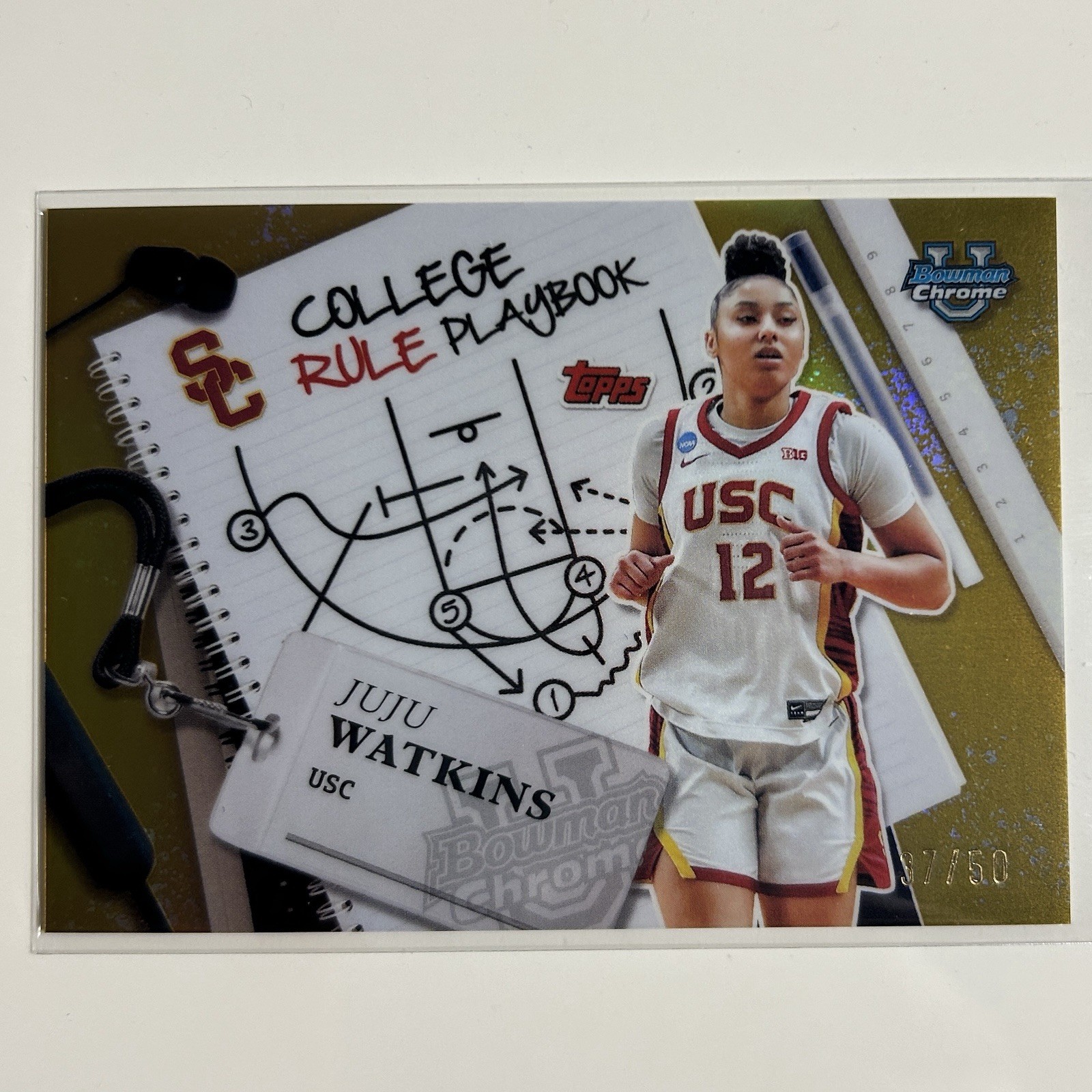 2024-25 Bowman Chrome Juju Watkins College Rule Playbook Gold /50 RC