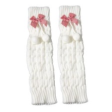 Cute Bunny Ears Furry Leg Warmers Fur Ball Bow Leg Warmers Winter Sock
