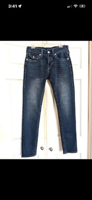 NWT True Religion Rocco Big T Relaxed Skinny Jeans Men's 30 x 32 Blue Denim $204