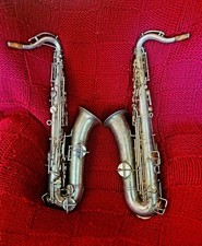 2 vintage silver plated C melody saxophones from the 1920s in playable condition
