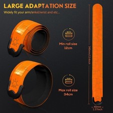 Convenient 2pcs Reflective Arm Bands Fits Rechargeable Night Sports Safety Gear