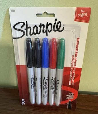 Sharpie Fine Permanent Markers   5 Count Multi Color (New, Sealed)