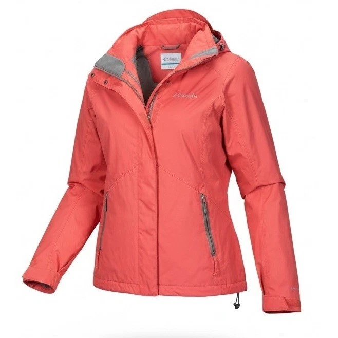 Columbia Women's XS Omni-Tech Waterproof Rain Jacket Coral Hooded Lightweight
