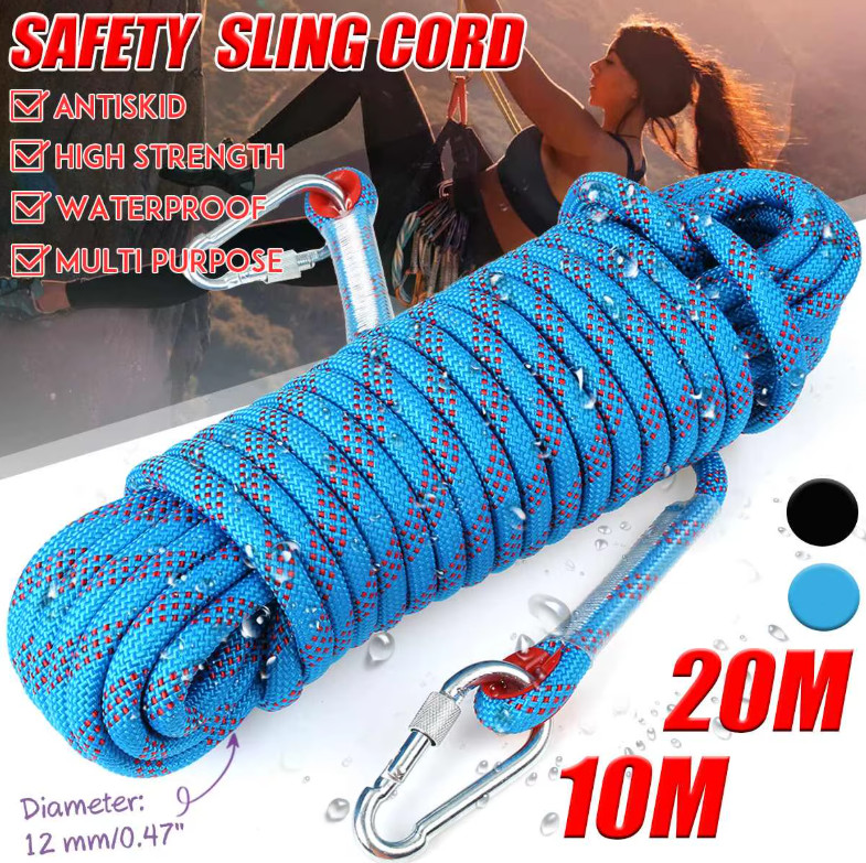 Cuerda de escalada exterior de alta resistencia de 10M x 12mm