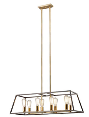 Austin   Modern Glam 8-Light Linear Chandelier   Oil Rubbed Bronze & Gold Finish