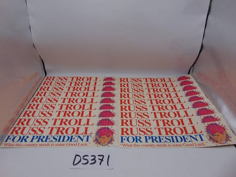 Russ Troll For President Bumper Sticker vintage Lot (18 pack) Russ Berrie Luck
