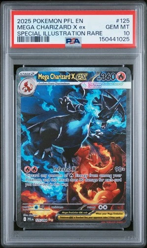 2025 POKEMON PFL SPECIAL ILLUSTRATION RARE #125 MEGA CHARIZARD X EX PSA 10