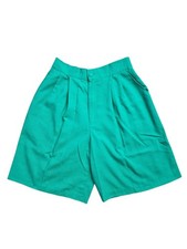 80s - 90s Ellen Figg green pleated high rise shorts . size 12 . made in USA