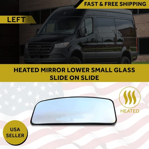 Small Heated Slide-On Mirror Glass LH for Mercedes Sprinter 2007 2017