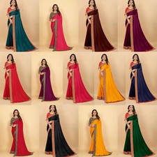 Women's Soft Silk Lace border Saree With Blouse