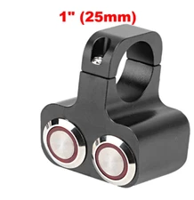 MARINE 1" 25MM DUAL BLACK METAL MOTORCYCLE ON/OFF SWITCHES RED LED