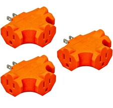 3 Outlet T Shaped Wall Plug Grounding Adapter Splitter Extender - 3 Pack