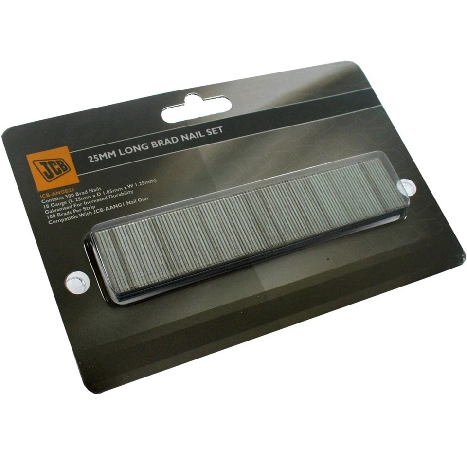 JCB 25mm long brad nails x 500 for air nail guns / brads cartridges (1 pack)