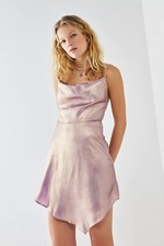 Urban Outfitters Shiny Satin Asymmetrical Mallory Mini Dress Size XS. B15