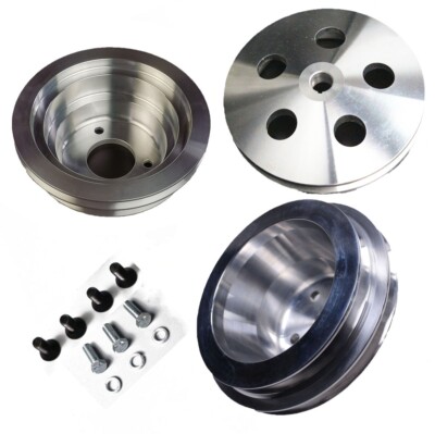 Big Block Chevy Polished Aluminum Pulley Set Long Pump BBC LWP 396 402 427 454