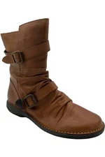 Miz Mooz Leather Buckled Mid Boots Pasha Brandy