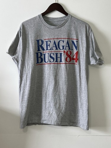 Vintage 1984 Reagan Bush Grey T-shirt Size Medium DAMAGED Read - Picture 3 of 10