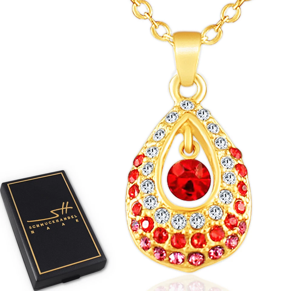 Halskette & Anhänger Tropfen, Damen, Gelb-Gold, + Etui, Geschenk Weihnachten - Bild 3 von 4