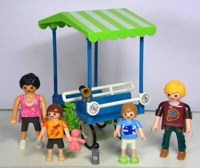 Playmobil aus 70093  Familien-Fahrrad Tandem Fahrrad 4 Figuren Puppe Getränk #28
