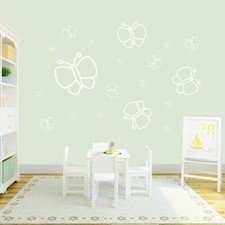 Butterflies Wall Decals Set - Girls Bedroom Nursery Wall Art Stickers