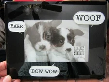 SIXTREES LTD, NEW BLACK GLASS DOGGY 4 X 6 FRAME W/RHINESTONE ACCENTS