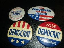 ORIGINAL DEMOCRAT PINS / BUTTONS LOT OF 4