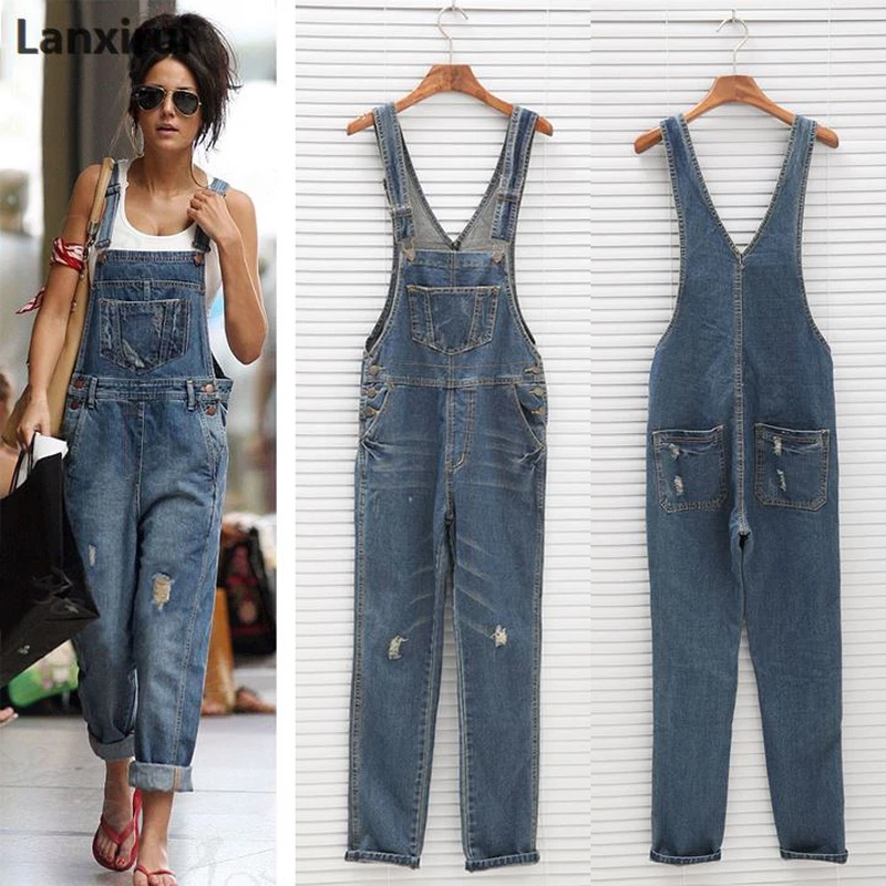 Fashion Women Denim Jumpsuit Ladies Spring Fashion Loose Jeans Rompers Female Ca