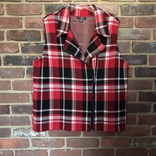 Chaps | Plaid Asymmetrical Zip Vest Classic Layer Knit -x -cheapchicplus