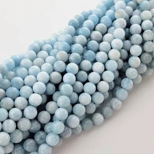 Aquamarine Beads Genuine Gemstone Natural Smooth Round Beads 6mm 8mm 10mm 
